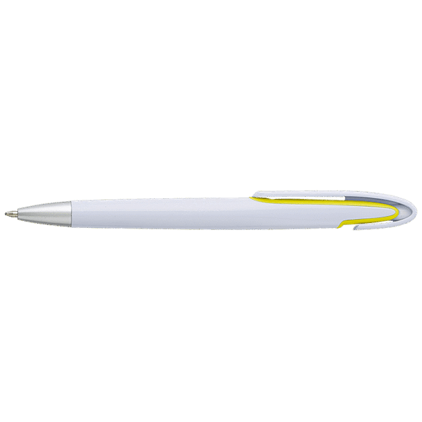 Rounded Clip Ballpoint Pen With White Barrel