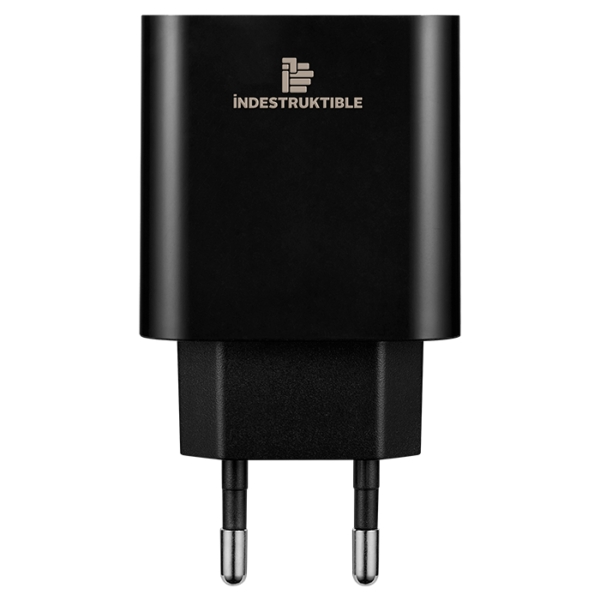 IND 3.1AMP Dual USB Wall Charger With Micro-USB & Type-C Cab